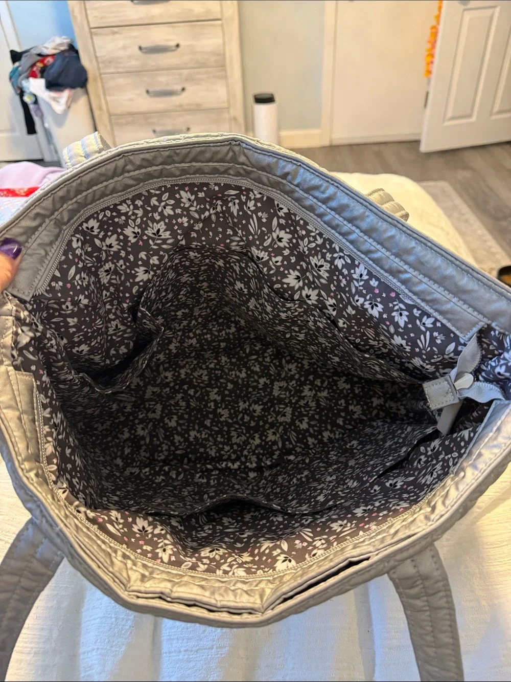 Vera Bradley Quilted Silver Tote